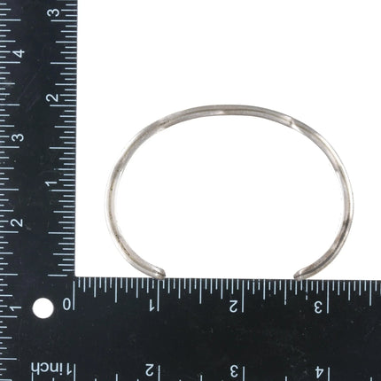 7.12" Navajo Nora Tahe Deep Stamped silver cuff bracelet - Estate Fresh Austin