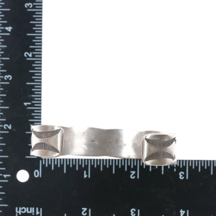7.12" Navajo Nora Tahe Deep Stamped silver cuff bracelet - Estate Fresh Austin