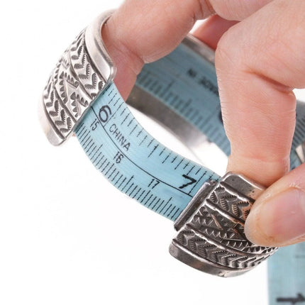 7.12" Navajo Richard Begay Heavy stamped sterling silver bracelet - Estate Fresh Austin