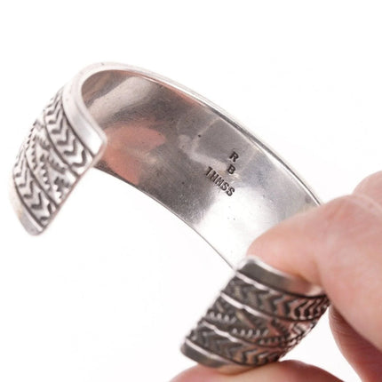 7.12" Navajo Richard Begay Heavy stamped sterling silver bracelet - Estate Fresh Austin