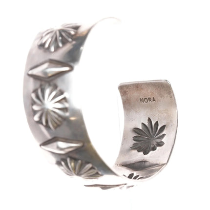 7.12" Nora Bill Navajo sterling repousse cuff bracelet - Estate Fresh Austin
