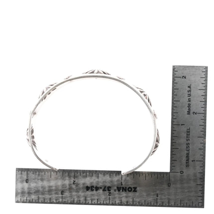 7.12" Nora Bill Navajo sterling repousse cuff bracelet - Estate Fresh Austin