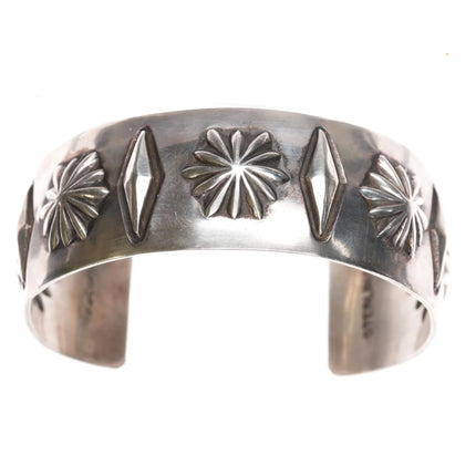 7.12" Nora Bill Navajo sterling repousse cuff bracelet - Estate Fresh Austin