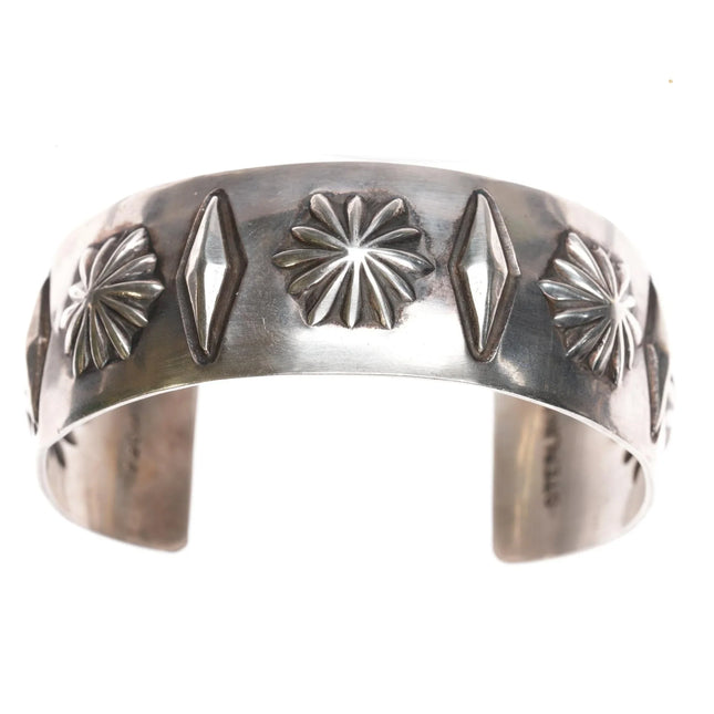 7.12" Nora Bill Navajo sterling repousse cuff bracelet - Estate Fresh Austin