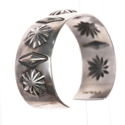 7.12" Nora Bill Navajo sterling repousse cuff bracelet - Estate Fresh Austin