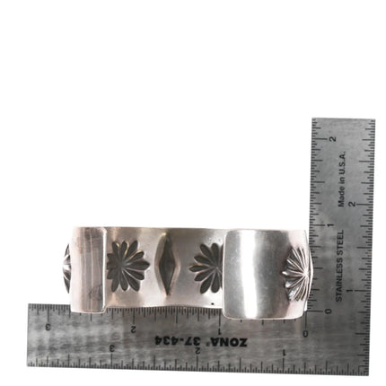 7.12" Nora Bill Navajo sterling repousse cuff bracelet - Estate Fresh Austin