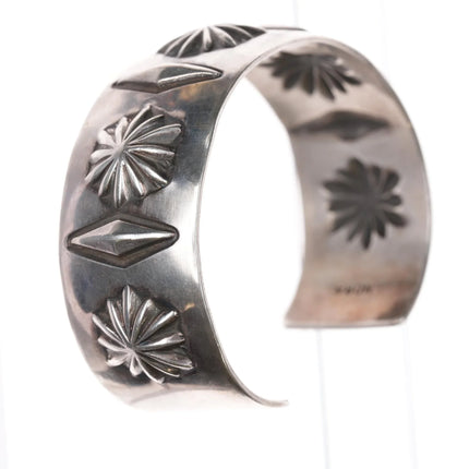 7.12" Nora Bill Navajo sterling repousse cuff bracelet - Estate Fresh Austin