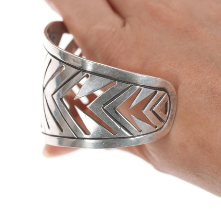 7.12" Retro Birks Sterling modernist cuff bracelet - Estate Fresh Austin