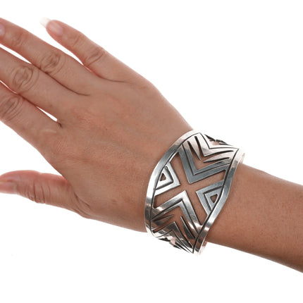 7.12" Retro Birks Sterling modernist cuff bracelet - Estate Fresh Austin