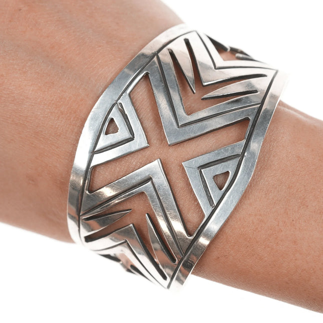 7.12" Retro Birks Sterling modernist cuff bracelet - Estate Fresh Austin