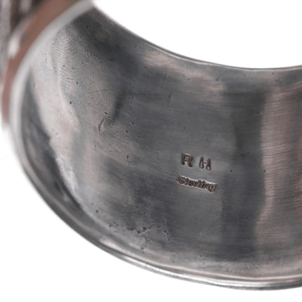 7.12" Ronnie Hurley Navajo Sterling cuff bracelet with copper sun - Estate Fresh Austin