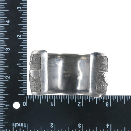 7.12" Ronnie Hurley Navajo Sterling cuff bracelet with copper sun - Estate Fresh Austin