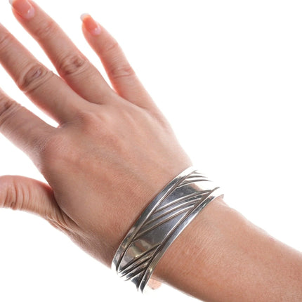 7.12" Vintage Navajo Hand Chiseled Ingot bracelet RJS - Estate Fresh Austin