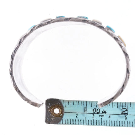 7.12" Vintage Nelson Lee Zuni Large sterling channel inlay bracelet - Estate Fresh Austin