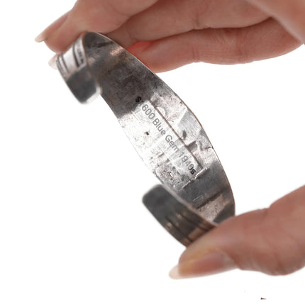 7" 1940's Navajo silver Blue Gem turquoise cuff bracelet - Estate Fresh Austin