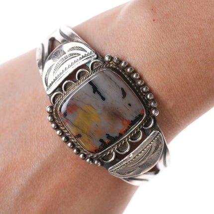 7" 1940's Navajo Sterling and Agate bracelet with matching size 6.75 ring - Estate Fresh Austin