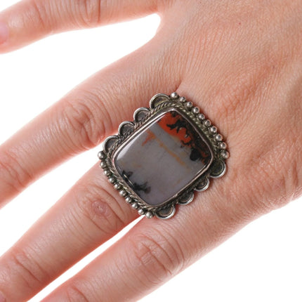 7" 1940's Navajo Sterling and Agate bracelet with matching size 6.75 ring - Estate Fresh Austin