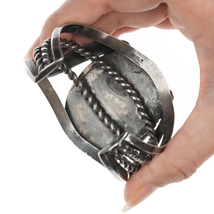7" 1970's Phil T Navajo Silver cuff bracelet with turquoise - Estate Fresh Austin