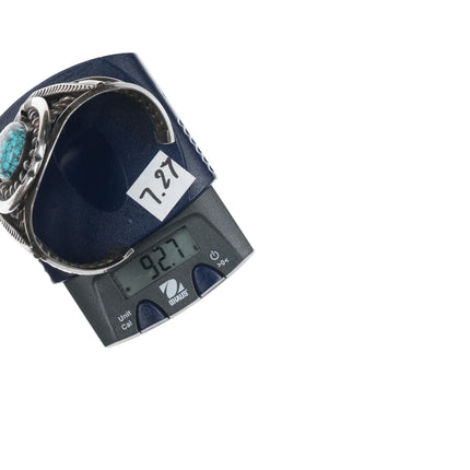 7" 1970's Phil T Navajo Silver cuff bracelet with turquoise - Estate Fresh Austin