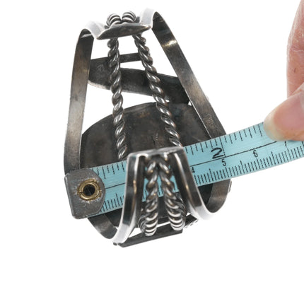 7" 1970's Phil T Navajo Silver cuff bracelet with turquoise - Estate Fresh Austin