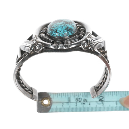 7" 1970's Phil T Navajo Silver cuff bracelet with turquoise - Estate Fresh Austin