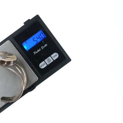 7" 1979 Native American DRW Carved fossil sterling bracelet - Estate Fresh Austin