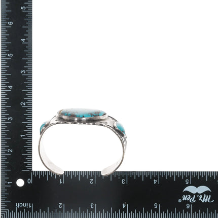 7" 20's-30's Navajo Ingot silver Whirling log High grade turquoise cuff bracelet - Estate Fresh Austin