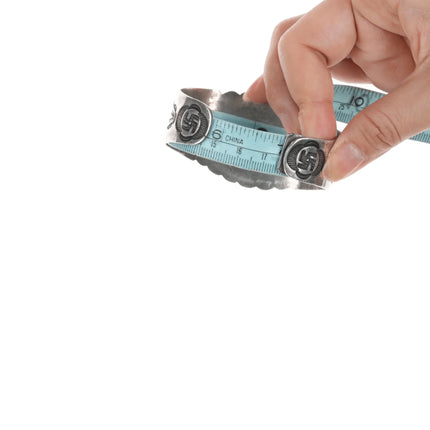 7" 20's-30's Navajo Ingot silver Whirling log High grade turquoise cuff bracelet - Estate Fresh Austin