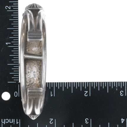 7" 20's-30's Navajo silver turquoise row cuff bracelet - Estate Fresh Austin