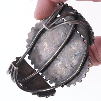 7" 30's-40's Zuni petit point turquoise silver bracelet - Estate Fresh Austin
