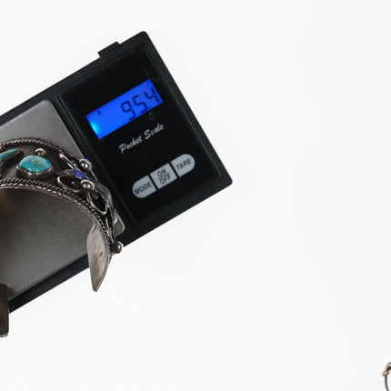 7.375" 1970's Navajo Dan Thunder Bolt Silver, turquoise, and coral cuff bracelet - Estate Fresh Austin