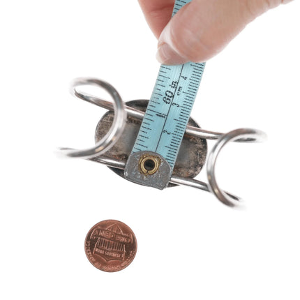 7.375" Retro Southwestern modernist sterling and jasper cuff bracelet - Estate Fresh Austin