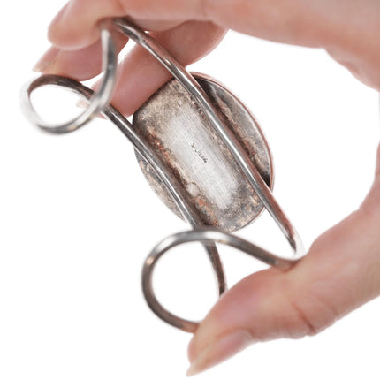 7.375" Retro Southwestern modernist sterling and jasper cuff bracelet - Estate Fresh Austin