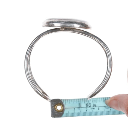 7.375" Retro Southwestern modernist sterling and jasper cuff bracelet - Estate Fresh Austin