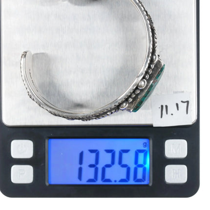 7.375" Roland Dixon Navajo sterling high grade turquoise cuff bracelet - Estate Fresh Austin