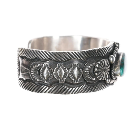 7.375" Roland Dixon Navajo sterling high grade turquoise cuff bracelet - Estate Fresh Austin