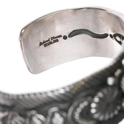 7.375" Roland Dixon Navajo sterling high grade turquoise cuff bracelet - Estate Fresh Austin