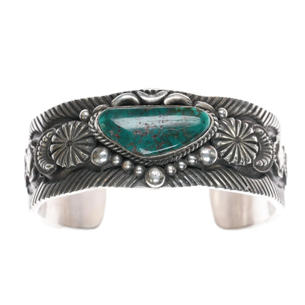 7.375" Roland Dixon Navajo sterling high grade turquoise cuff bracelet - Estate Fresh Austin