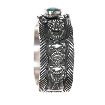 7.375" Roland Dixon Navajo sterling high grade turquoise cuff bracelet - Estate Fresh Austin