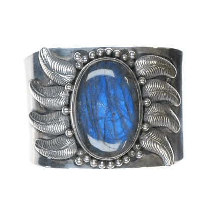 7.375" Southwestern Style sterling labradorite cuff bracelet - Estate Fresh Austin