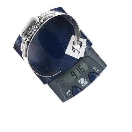 7.375" Southwestern Style sterling labradorite cuff bracelet - Estate Fresh Austin