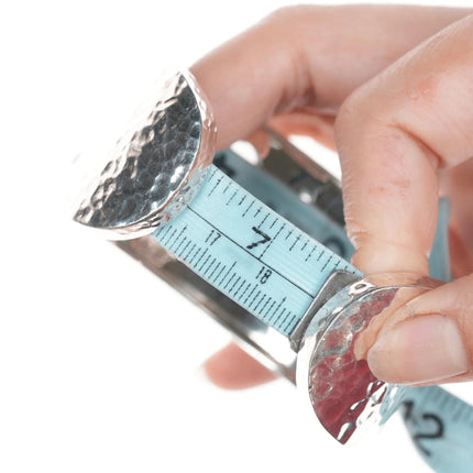 7.35" Thistle & Bee Hammered Sterling Silver/18K gold vermeil bezels cuff bracelet - Estate Fresh Austin