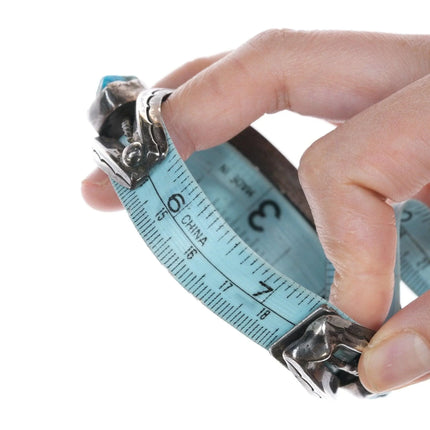 7.375" Vintage Native American Silver and coral cuff bracelet - Estate Fresh Austin