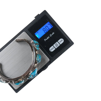 7.375" Vintage Native American Silver and coral cuff bracelet - Estate Fresh Austin