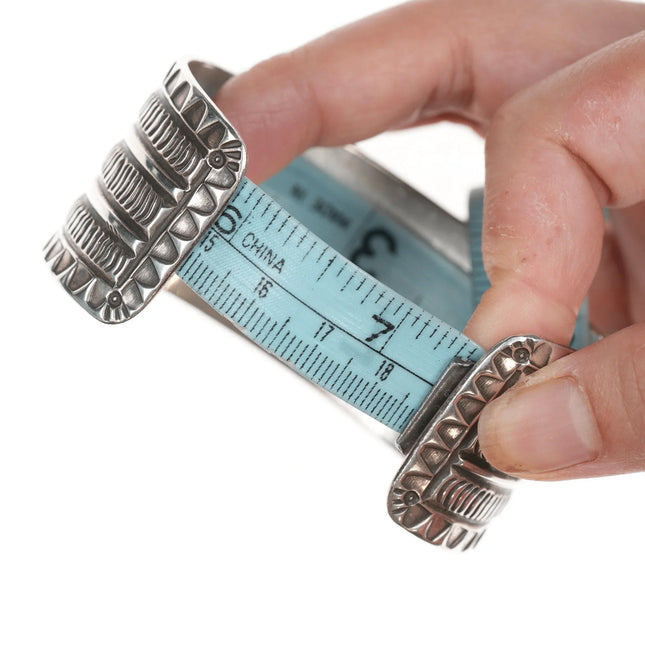 7.375" Wayne Aguilar Santo Domingo Silver and turquoise cuff bracelet - Estate Fresh Austin