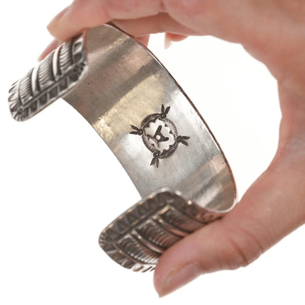 7.375" Wayne Aguilar Santo Domingo Silver and turquoise cuff bracelet - Estate Fresh Austin