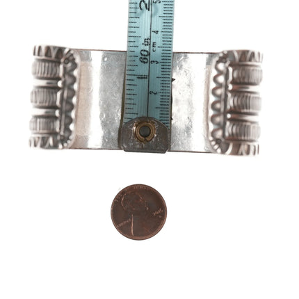 7.375" Wayne Aguilar Santo Domingo Silver and turquoise cuff bracelet - Estate Fresh Austin