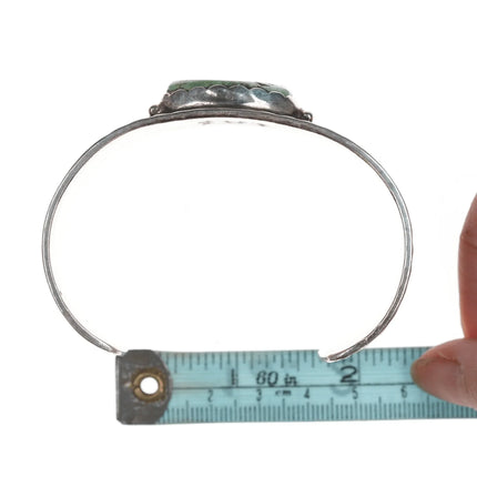 7.375" Wayne Aguilar Santo Domingo Silver and turquoise cuff bracelet - Estate Fresh Austin