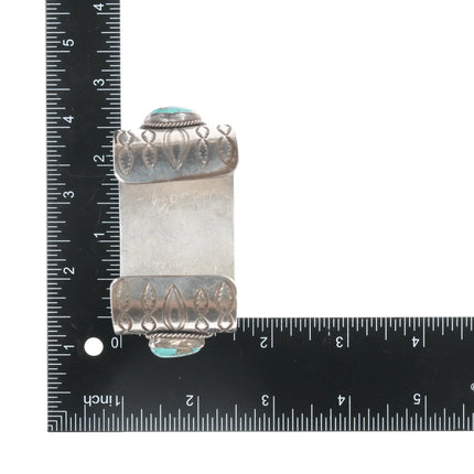 7" 40's-50's Intricately Stamped High Grade turquoise Navajo silver cuff bracelet - Estate Fresh Austin