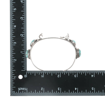 7" 40's-50's Intricately Stamped High Grade turquoise Navajo silver cuff bracelet - Estate Fresh Austin